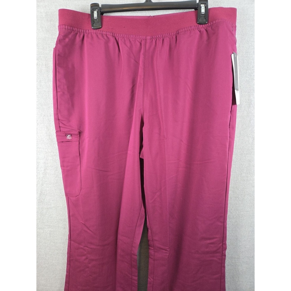 Cherokee Scrubs Atmos Womens XL CoolMax Mid Rise Pull On Straight Leg Wine NEW
